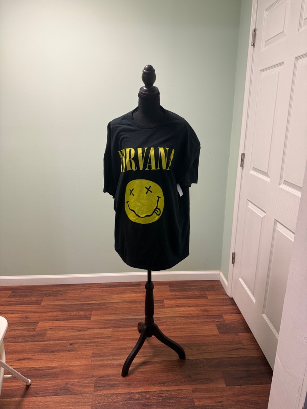 NIRVANA Black Tee with Yellow Logo Smiley